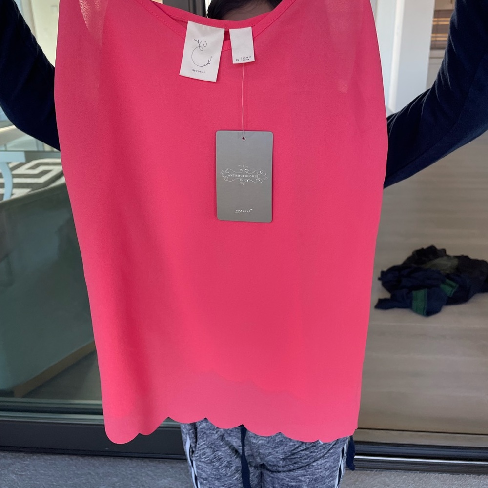 NWT Anthropologie scalloped tank pink
